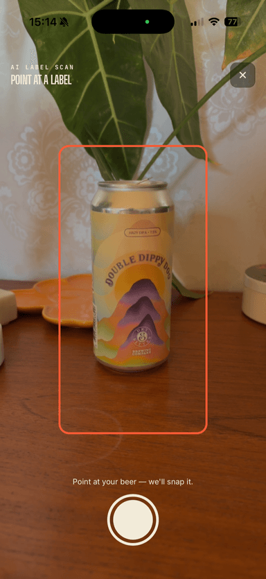 The Sipstr scan screen, camera pointed at a can